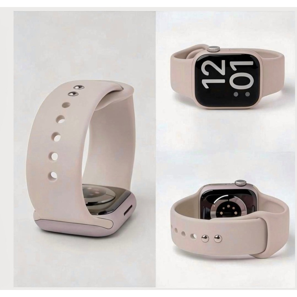 Apple iWatch Compatible Series Sporty Beige Silicone Watch Band 38/40/41/42mm